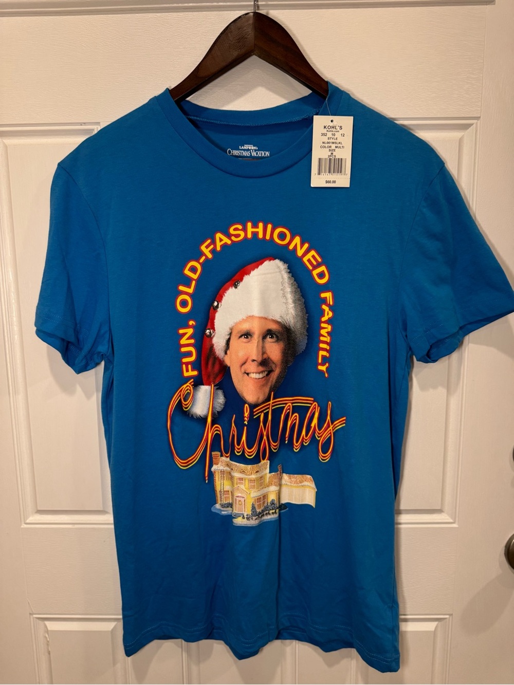 Kohl's Bright Blue Graphic Tee with Multicolor Print
